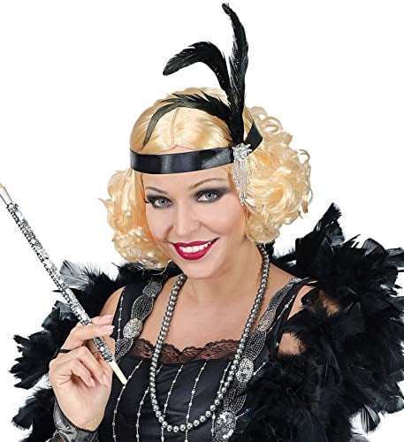 W WIDMANN MILANO Party Fashion 46940 - Perücke 20er Jahre Charleston, blond, Stirnband mit Feder, Karneval, Mottoparty