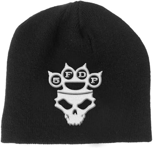 Beanie Hat (Unisex-U) Knuckle-Duster Logo & Skull (Nero)