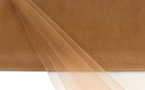 Creativery 10m Tüll Stoff 150cm Tüllstoff Dekostoff Netz Tütü Fasching Mode Hochzeit Deko Cappuccino Hellbraun 846