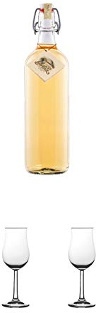 Prinz Alte Marille 1,0 Liter Österreich + Nosing Gläser Kelchglas Bugatti mit Eichstrich 2cl und 4cl 1 Stück + Nosing Gläser Kelchglas Bugatti mit Eichstrich 2cl und 4cl 1 Stück