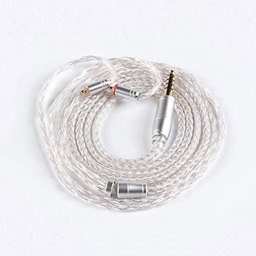NEX KBEAR Balanced 4 Pole 4.4mm MMCX Earphone Cable, 16 Core HiFi Audio Upgrade Cable MMCX Silver Plated Copper Cable for Shure 846 535 215 315 425 TIN T2 T2Pro MAGAOSI K5 LZA4 A5(MMCX 4.4mm)