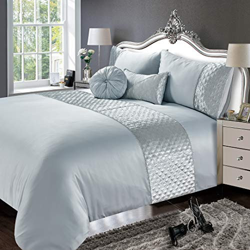 rejuvopedic Toyko Double Size Silver Duvet Quilt Cover Bedding Contemporary Satin & Crush Velvet