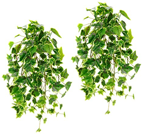 Künstlicher Efeuhänger Efeu Efeubusch Grünpflanze Zimmerpflanze Ranke Girlande Hängend Kunstpflanze Blätter Busch Hänger Wanddekoration Seidenblume Kunstblume Pflanze Hängepflanzen 2er Set, 53cm
