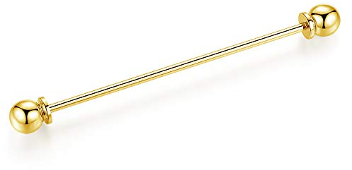 HONEY BEAR Herren kragennadel Anzug Hemd Kragenstift Kragen Pins Bar Krawattenknoten Bar Edelstahl für Hochzeit Geschenk,Kegel Silber,MEHRWEG (Kugel kopf Gold)