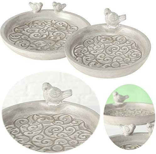 LS-LebenStil Vogelbad Vogel-Tränke Beton 25cm Grau Balkon Terrasse Garten Bienen