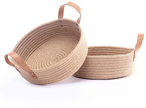 2 cestas pequeñas para bandejas de cuerda, Yute