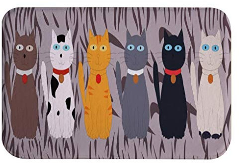 A.Monamour rutschfest Saugfähig Waschbar Badematte Cartoon Katzen Tier Weich Flanell Badezimmerteppich Badteppich Badvorleger Badewanne Dusche Duschvorleger