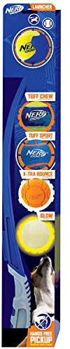 Nerf Dog 63,5 cm transluzente Air Strike Thrower, Hundespielzeug Geschenk-Set mit fünf 6,3 cm Bällen, leicht, langlebig und wasserabweisend, für kleine/mittel/große Rassen