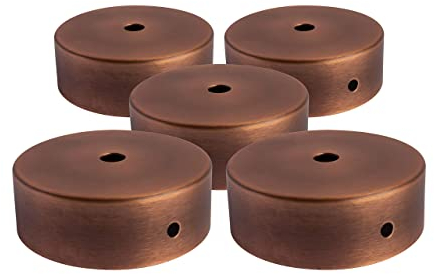 AMARCORDS - 5 Baldachin rosetten aus Metall, Farbe BRONZE, Lampengehäuse komplett mit Kabelklemmenzubehör, Schrauben und Deckenhalterung. Durchmesser 77 mm, Höhe 26 mm