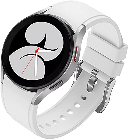 FunBand Kompatibel mit Galaxy Watch 5 Watch 4 40mm / 44mm & Watch 4 Classic 42mm / 46mm Armband, 20mm Weiches Silikon Ersatzband Verstellbares Armbänder für Galaxy Watch 42mm / Galaxy Watch 3,Weiß