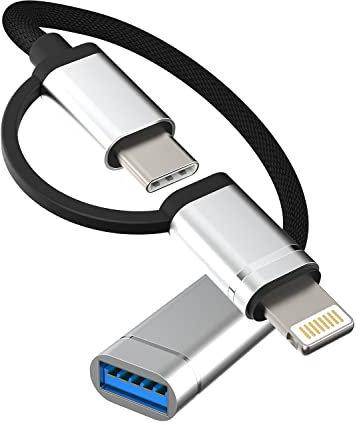 USB to Lightning Adapter OTG Cable USB-A Female Type C Male 3.0 Converter Thunderbolt Port Cord for Apple for iPhone15 Pro Max for iPad 10 Air4/5 Mini6 Pro 12.9 MacBook compatible