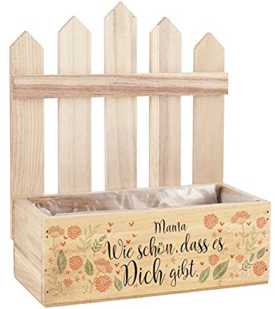 Herz & Heim® Geburtstags-Geschenk Pflanzkiste mit Personalisierung als Geschenkverpackung Wie schön, DASS es Dich gibt, 23 cm x 27 cm x 10,5 cm (B/H/T)