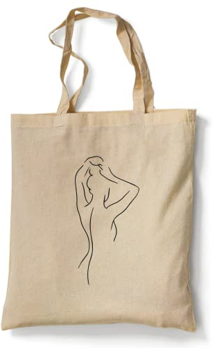 tradercat Jutebeutel bedruckt vintage One Line Art Silhouette Elegance 100% Baumwolle, Stoffbeutel bedruckt, jutebeutel aesthetic Woman jutebeutel spruch (Hair Bun One Line)