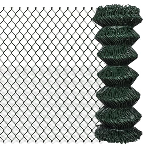 Maschendrahtzaun, PVC-beschichtet, 1x25 m, Grün, Stahldraht, für Garten und Grundstück
