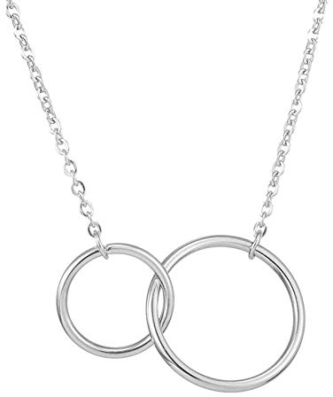 Kreuz Kette Herren Damen Doppelring Tochter Persönlichkeit Mutter Halskette Halskette Schlüsselbeinkette und Halsketten Anhänger Halsketten Geburtstag Valentine Mother Gifts (Silver, One Size)