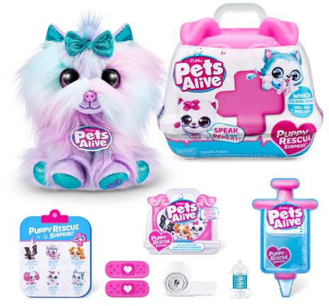 Pets Alive Pet Shop Surprise Series 3 Puppy Rescue von ZURU, Yorkshire, Nurture Play, Auspacken des Kuscheltiers, Interaktives Heilen