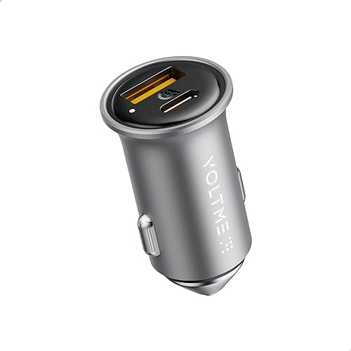 VOLTME Chargeur Voiture Allume Cigare USB C Rapide 30W Gris 2-Port, Prise Allume Cigare 12V PD&QC3.0 Adaptateur Cigare USB C pour iphone, pour Samsung Galaxy S23/S22, Pixel, Xiaomi, etc