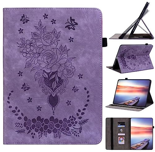 Funda para tablet Lenovo Tab K10 TB-X6C6L/TB-X6C6F/TB-X6C6X/M10 Plus FHD TB-X606F/TB-X606X, delgada y ligera, diseño de mariposas, color morado