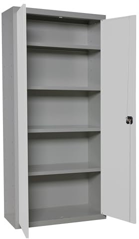 Simon Rack Amario Metálico Almacenaje, 1800x1000x400 mm, Armario Multiusos, 2 Puertas, 4 Estantes, Gris/Blanco - Simonlocker