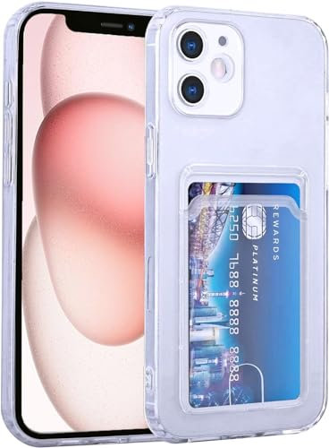 AMPLE Case for iPhone 15, Liquid Silicon Back Card Holder Phone Case, Ultra Slim Soft TPU Shockproof Case with Card Slot, Card Holder Sleeve, Wallet Card for iPhone 15 (Clear)