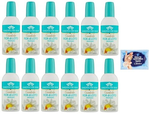 12er-Pack Giardino dei Sensi Profumo Fior di Loto,Parfum für Damen Lotus Blume 100ml + 1er-Pack Kostenlos Felce Azzurra Talkumpuder, 100g-Beutel