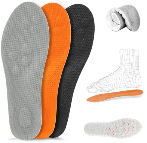 3 Paar Orthopädische Einlegesohlen, Komfort Sport Schuheinlagen für Herren & Damen, Arch Einlagen Fersensporn, Orthopädische Einlegesohlen Plattfuß Einlagen, Plantarfasziitis, Atmungsaktiv