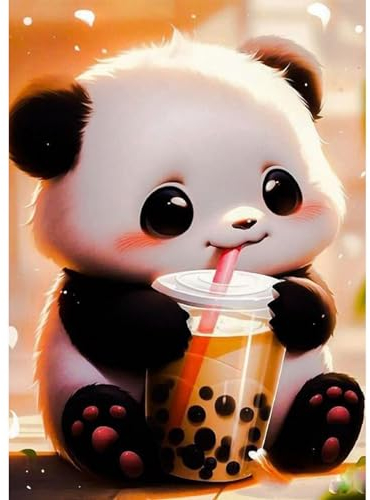 QENSPE 5D Diamond Painting Baby Panda Diamant Painting Bilder DIY Full Rund Diamond Art Set Erwachsene, Panda Diamant Kunst Malerei Stickerei Set Kreuzstich Bilder Home Wand Dekor 30x40cm