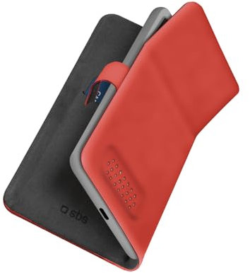 SBS Étui à Rabat Universel pour Smartphone jusqu'à 6,8, étui Livre, Coque à Rabat Rouge