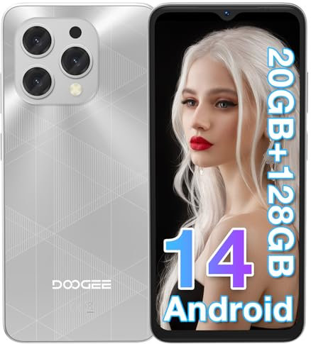 DOOGEE N55 Plus Android 14 Handy Ohne Vertrag 20GB+128GB 6.56 HD+ IPS Octa Core Smartphone Ohne Vertrag, 5150mAh, 13MP+8MP, Dual SIM 4G Handy Günstig 5G WiFi Simlockfreie Handys, OTG, GPS, Face ID