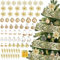 YONTINY Christmas Tree Baubles, 72pcs Gold Christmas Tree Decorations Set Christmas Tree Ornaments Balls Gold Baubles for Christmas Tree with Snowflakes Poinsettia Flower Glitter Berry Stems(Gold)