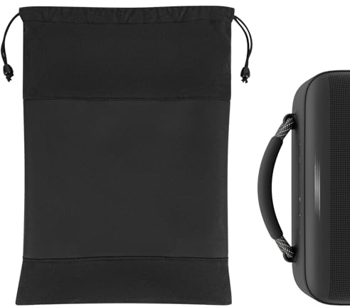 Geekria PU Speaker Pouch Compatible with New Bose Soundlink Max Case Cover, Replacement Speaker Pouch Portable Speaker Protective Carrying Bag with Cable Storage (Black)
