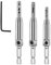 Hinge Drill Bit Guide Set, 3pc Quick Release, 1/4 Hex Shank, Self-Centering, HSS Drill Bits for Woodworking