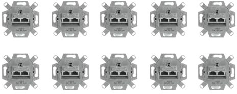 10 Stück Busch-Jaeger 0218/12-101 UAE-Anschlussdose, RJ45, 2 Steckbuchsen, 8/8-polig Grau 2CKA000230A0411