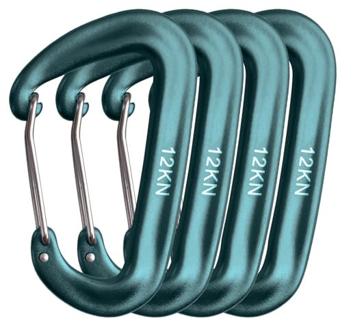 TRIWONDER Karabiner Karabinerhaken aus Aluminium, 12 kN Belastbarkeit, D-Form, Schlüsselanhänger Set für Hängematten, Camping, Wandern, Angeln (Dunkelgrün)