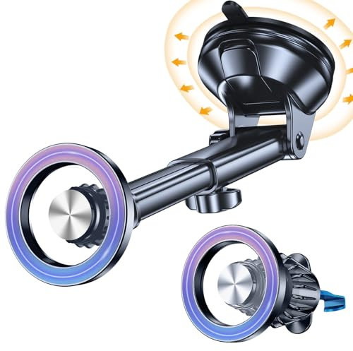 Soporte Móvil Coche【Ultra Potente Ventosa】 Soporte Magnetico Movil Coche,Parabrisas y Ventilación Soporte Teléfono Coche Universal para Smartphone,Compatible con iPone 16 Pro MAX Plus 15 14 13 12