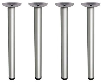 Stolmet Round Table Legs Made from Stainless Steel - Adjustable Height, Extendable by 2.5 cm – 710mm, 820mm, 1100mm (28, 32, 43) – 60mm Diameter (Brushed Chrome, 710mm (28 Inches) x4)
