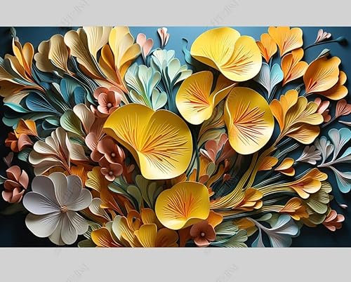 MZOwallpaper Papier Peint Intissé Feuilles Stéréo 3D Poster Tableaux Muraux Tapisserie Photo Trompe L'Oeil Salon Chambre Art Mural 400Cm(L) X280Cm(H)