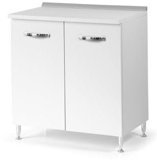 Linea Azzurra Base 80 Mobili Cucina Componibile con 2 Ante e 2 Ripiani in Legno Made in Italy H85xL80xP50 cm Elegante Funzionale Facile da Montare (Bianco Frassinato)