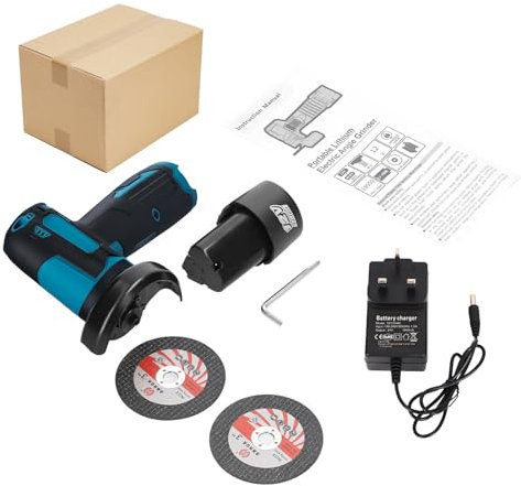 12V Mini Elektrischer Winkelschleifer, 7.6 cm Tragbarer Winkelschleifer Handheld Akku-Schneiden Elektrische Poliermaschine für Fliesen, Holz, Stein (Papierbox)