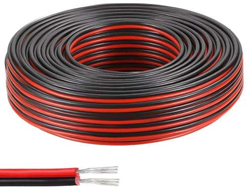 UQTUKO 22AWG Cable eléctrico, 20 metros Cable bifilar de silicona de 0,3 mm² Cable bifilar de cobre estañado Cable flexible de PVC para tiras LED Cable alargador eléctrico