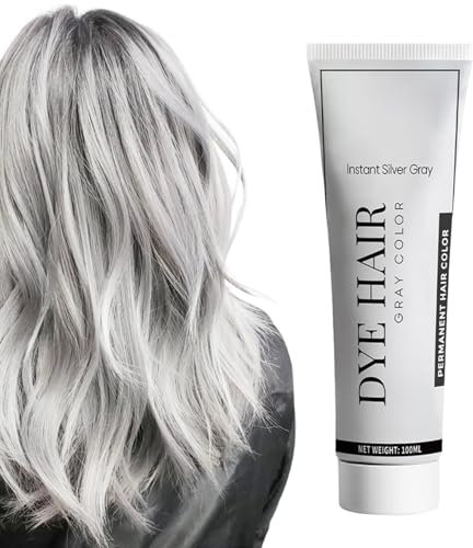 Crema De Tinte Para El Cabello Natural Gris Plateado, Tinte De Acondicionamiento De Hilos, Tóner De Cabello Plateado Para Mujeres, Duradero Y Brillante, Fórmula De Acondicionamiento, 100 Ml, Par