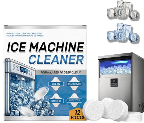 Ice Machine Cleaner Maker Descaler,Descaling Tablets,Ice Machine Cleaner,Oust Descaler,12 Clean Ta-blets for Ic-e Makers,Machi-ne Cle-aner Deep Clean,Limescale Remover,Washing Table-ts,Clean Tab-lets