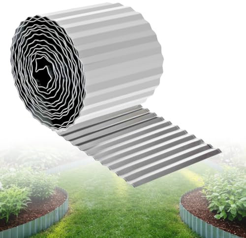 Trendi Heavy Duty Galvanised Steel Lawn Edging – Flexible Metal Garden Border Fence for Flower Beds, Paths & DIY Landscaping Projects – Rust-Resistant Outdoor Landscape Edging (20M)