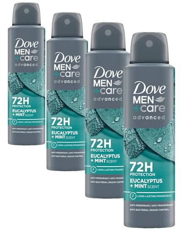 Dove Men+Care advanced Deo Spray Eukalyptus + Minze Anti Transpirant schützt 72 Stunden vor Körpergeruch und Schweiß 150 ml (Packung mit 4)