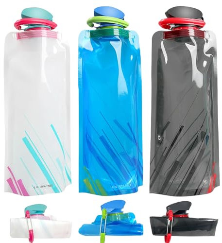 XZSKD 3pcs Collapsible Water Bottles, 700ml Large Foldable Water Bottle Fully Collapsible Stock Bottle, Flexible Foldable Reusable Water Bottles For Hiking, Travel, Adventure