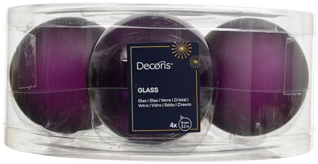 Kaemingk Weihnachtskugeln Glas 8cm 4 Stück - matt & glänzend transparent - Große Christbaumkugeln Weihnachtsbaumkugeln für Weihnachten - Christbaumschmuck & Weihnachtsbaumschmuck - Feige transparent