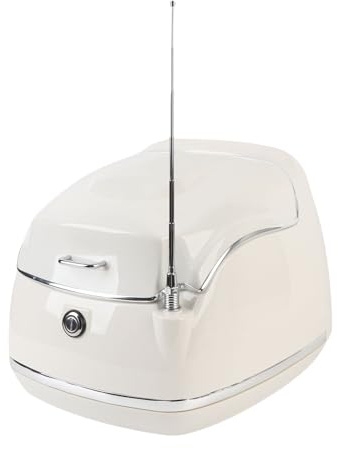 Asixxsix Motorcycle Top Box, 38L Scooter Motorcycles Universal Storage Trunk with Backrest, Waterproofing Luggage Helmet Box with Security Lock for Helmet, Travel Gear (White)