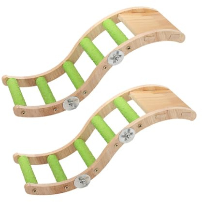 Gadpiparty 2 Stück Papageien Holzleiter Spielzeug Kletterleiter aus Langlebigem Holz Farbenfroh für Vogelkäfigzubehör Indoor Spielzeug für Wellensittiche und Exotische Vögel