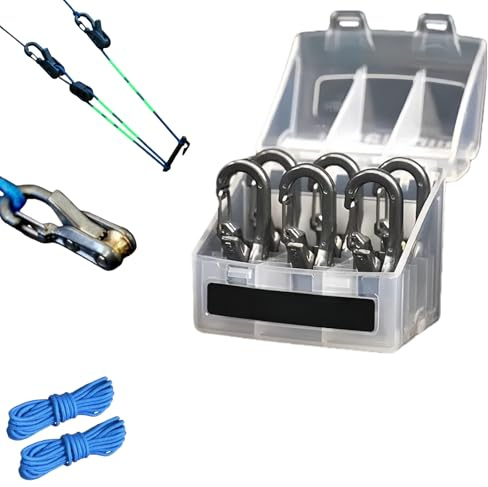 Rope Roller Tensioner with Locking Buckle, 6PCS Knot-Free Paracord Adjuster，2x10ft Ropes, Luminous Tape & Knot Practice Board, Retractable Buckle for Camping,Truck Cargo & Outdoor Guyline (White, B)