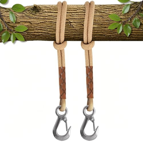 PAYFULLY 2 Stück Schaukel Befestigung für Baum & Balken, 60 cm Hängematte Aufhängung Seil mit Karabiner belastbar bis 200 kg, ideal für Hängematte, Hängesessel & Schaukel, für Indoor & Outdoor
